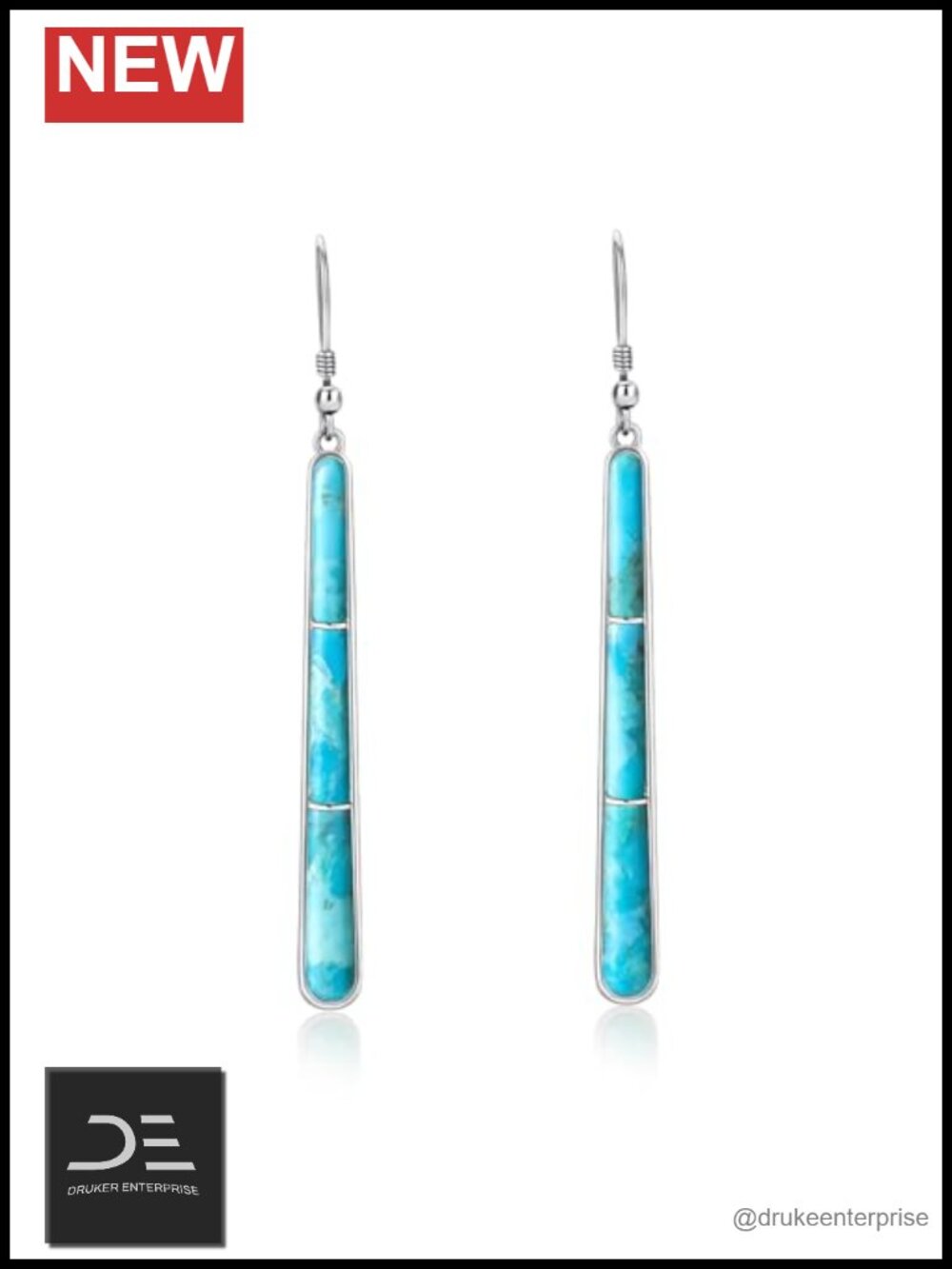 Turquoise Dangle Earrings for Women Sterling Silver Gemstone Drop Hook